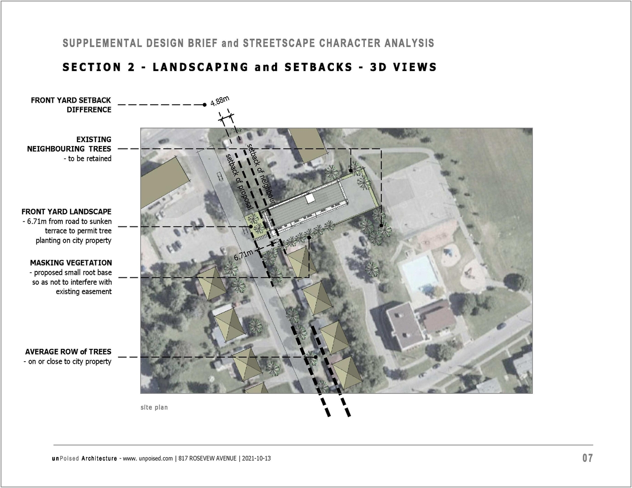 Construction site plan for project from page 8 of the file '2021-10-19 - Design Brief and Streetscape - D07-12-21-0165'