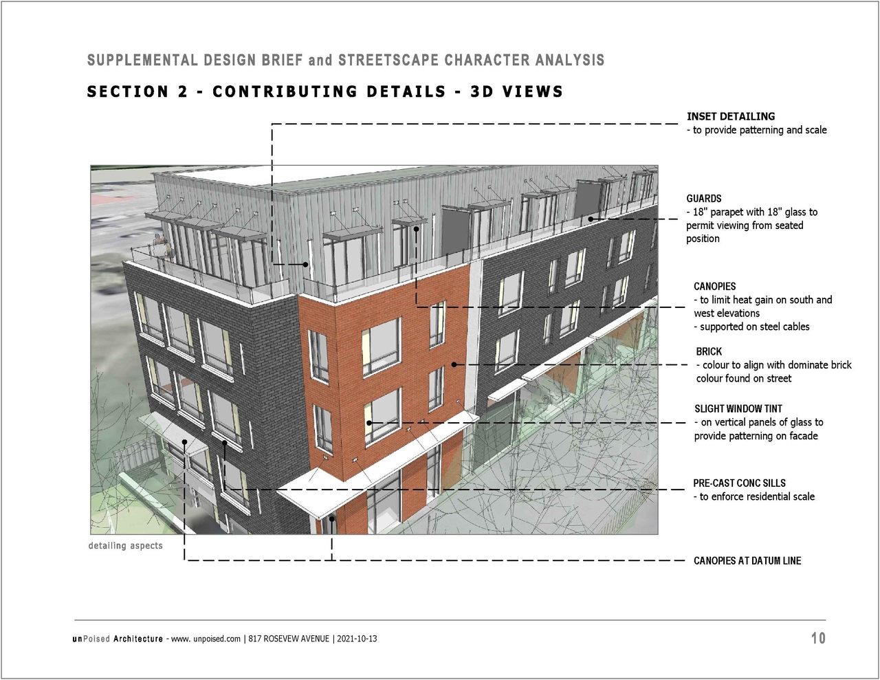 Rendering of building from page 11 of the file '2021-10-19 - Design Brief and Streetscape - D07-12-21-0165'