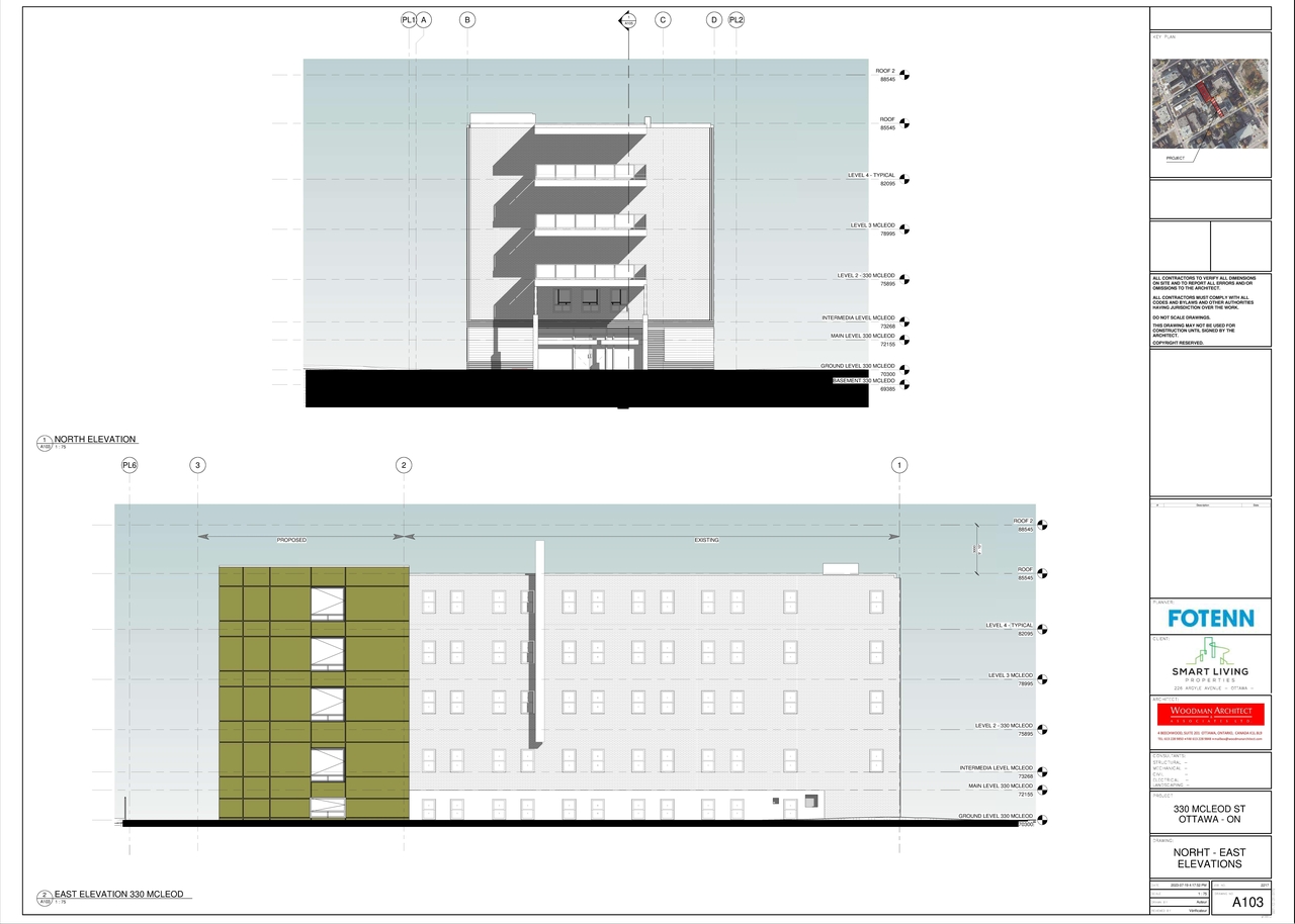Rendering of building from page 3 of the file '2023-10-12 - Floor Plan Package - D07-12-21-0172'
