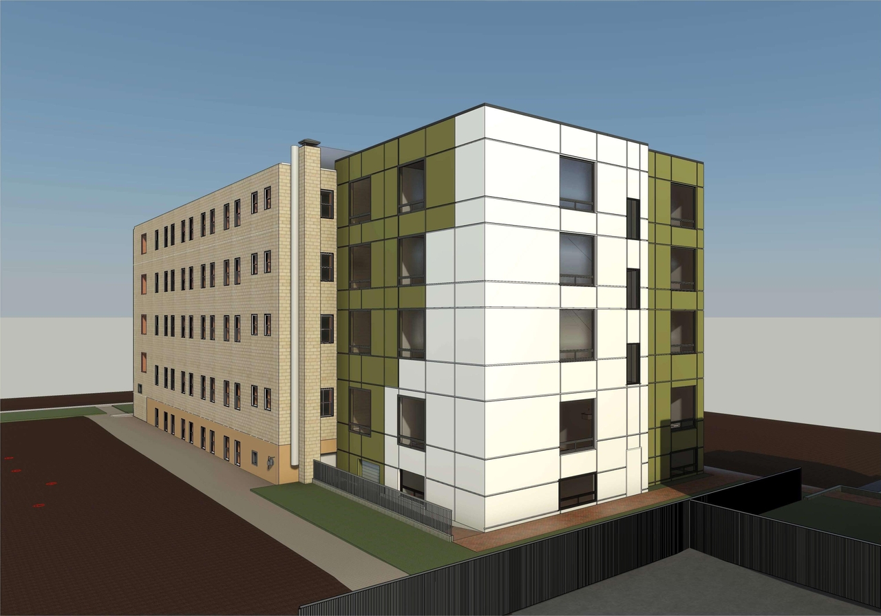 Rendering of building from page 6 of the file '2023-10-12 - Floor Plan Package - D07-12-21-0172'