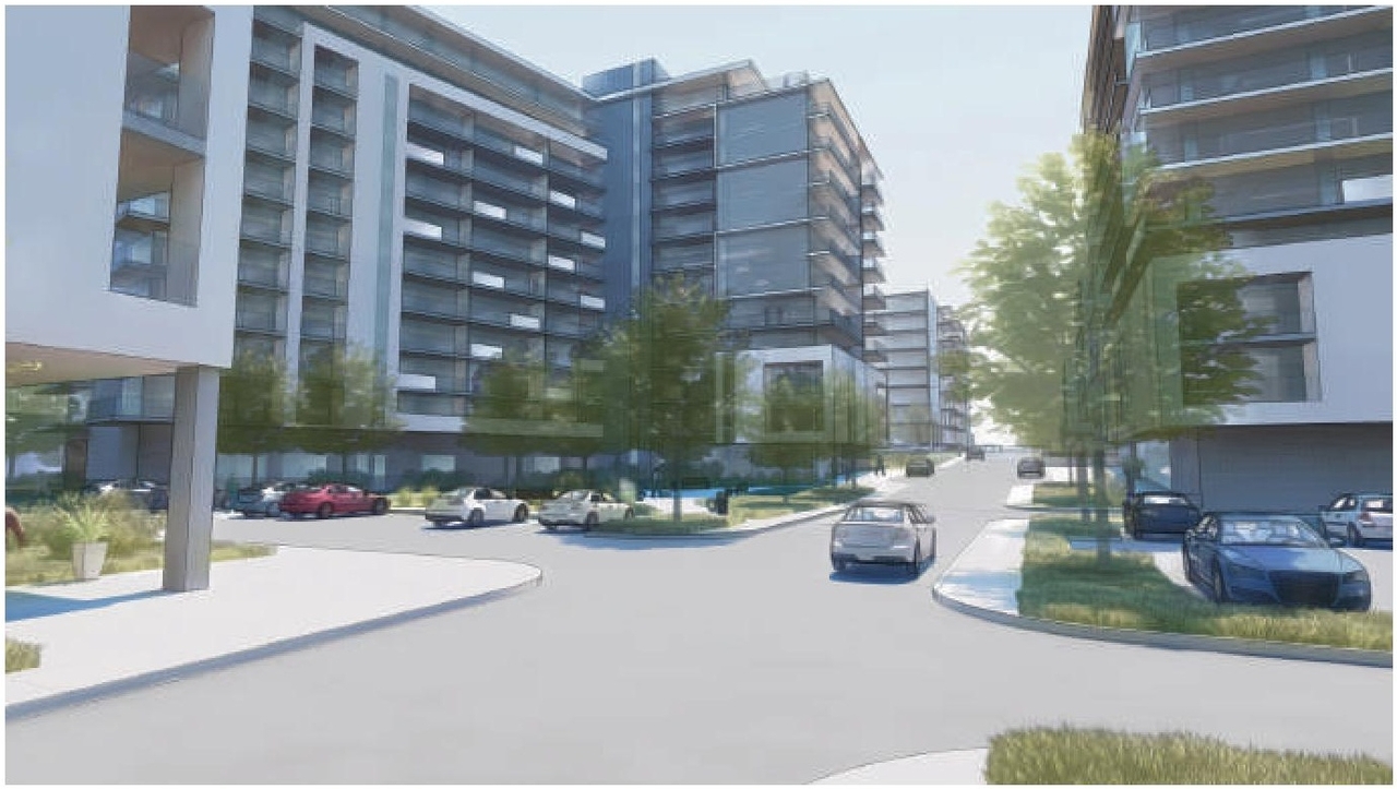 Rendering of building from page 6 of the file '2023-10-13 - Design Brief - D07-12-21-0177'