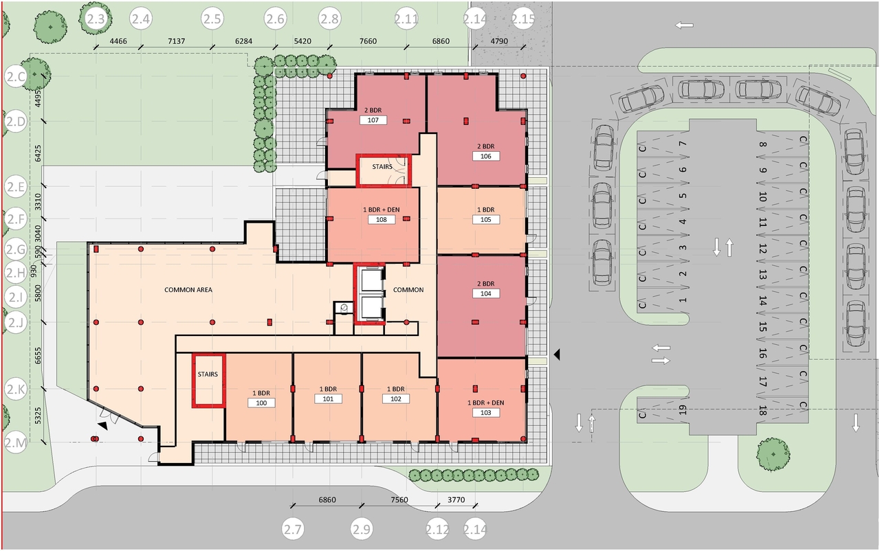 Floor plan for project from page 26 of the file '2023-10-13 - Design Brief - D07-12-21-0177'