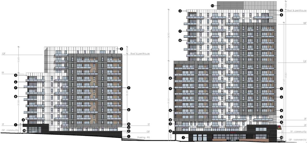 Rendering of building from page 54 of the file '2023-10-13 - Design Brief - D07-12-21-0177'