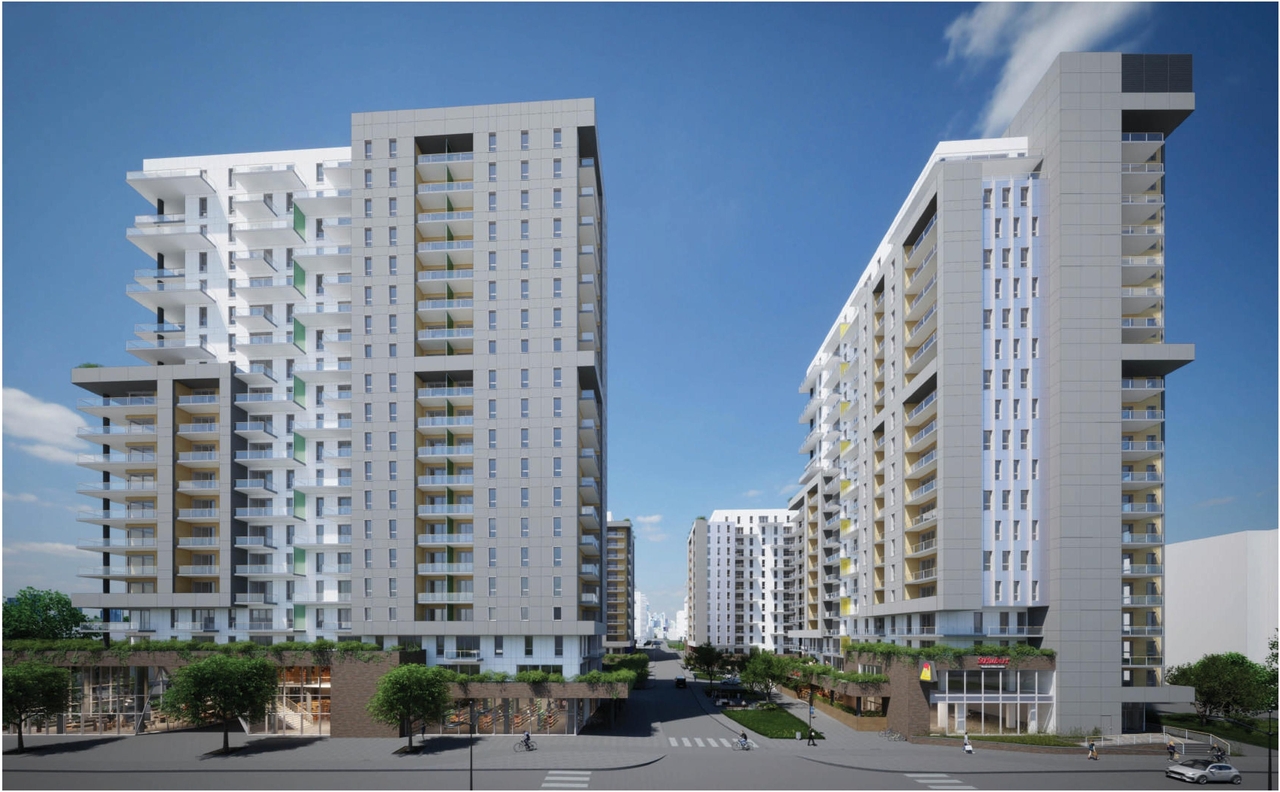 Rendering of building from page 64 of the file '2023-10-13 - Design Brief - D07-12-21-0177'