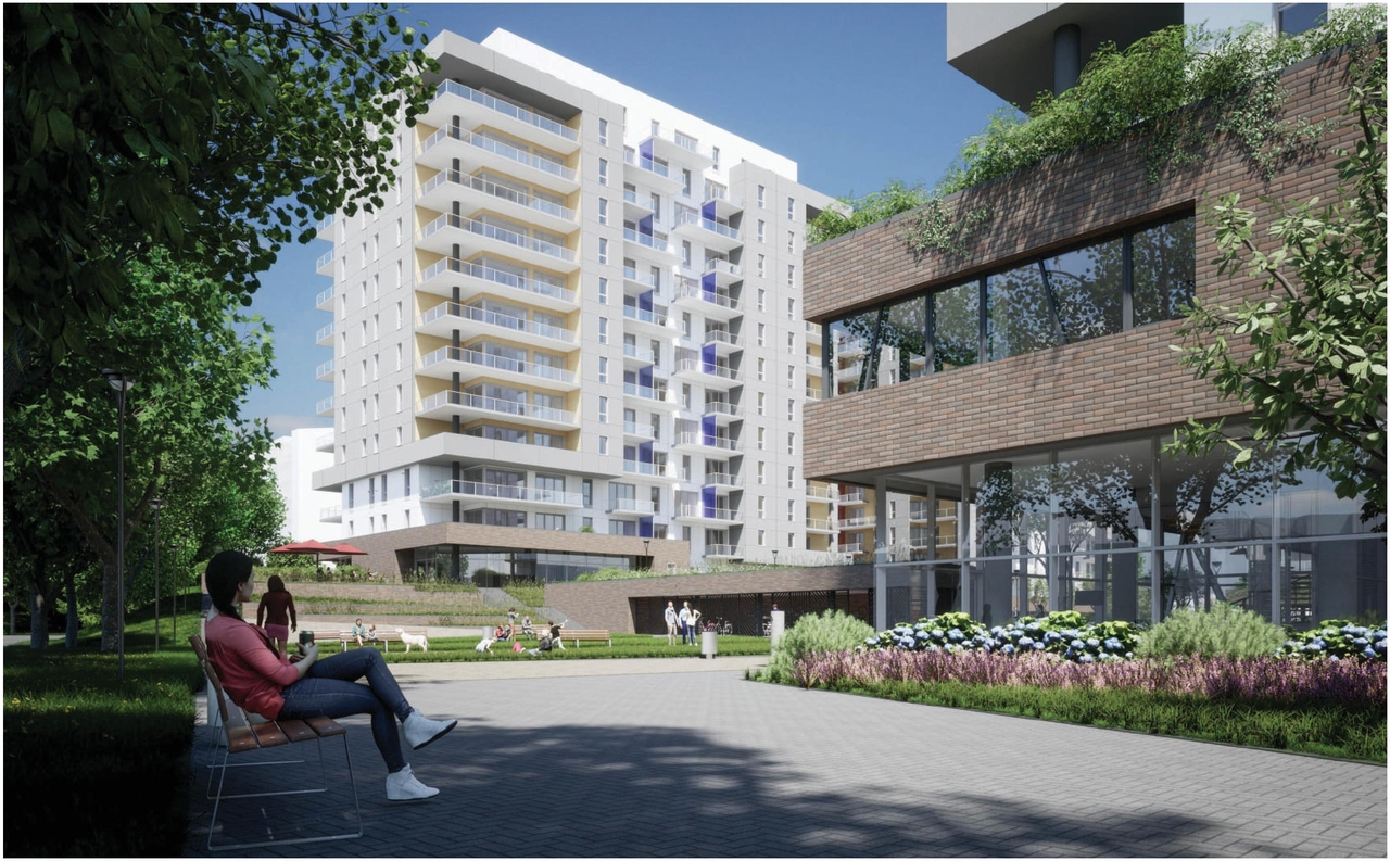 Rendering of building from page 70 of the file '2023-10-13 - Design Brief - D07-12-21-0177'