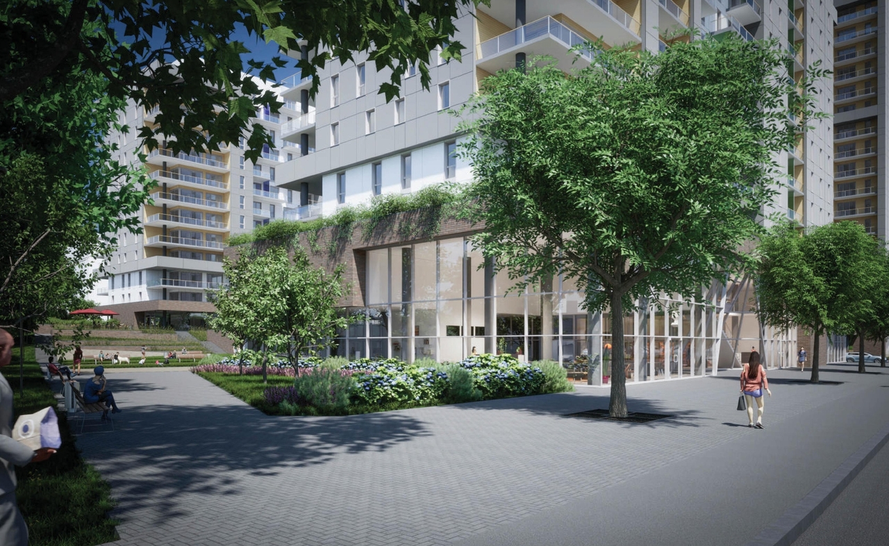 Rendering of building from page 69 of the file '2023-10-13 - Design Brief - D07-12-21-0177'