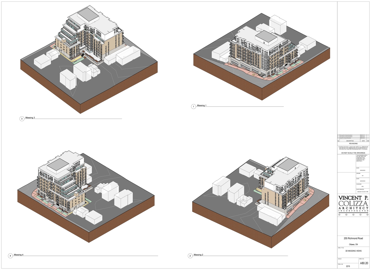 Rendering of building from page 25 of the file '2023-04-25 - Floor, Elevation, Sections, Views Plans -D07-12-21-0179'