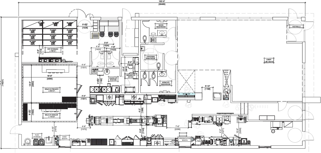Floor plan for project from page 1 of the file '2021-11-01 - Fast Food Retaurant Floor Plan - D07-12-21-0183'