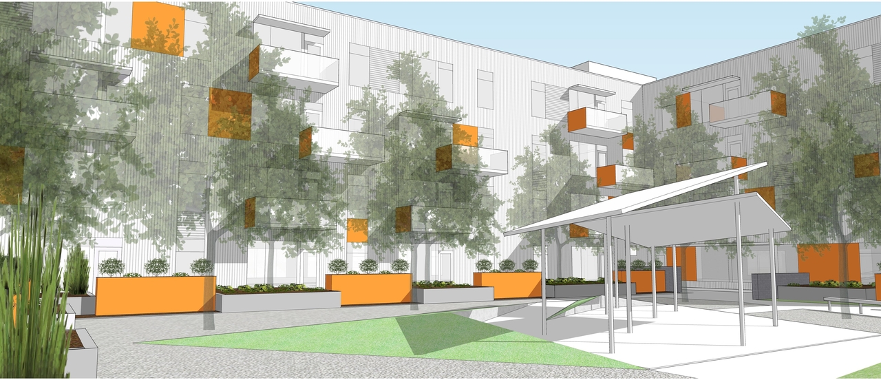 Rendering of building from page 8 of the file '2021-11-03 - Renders - D07-12-21-0186'