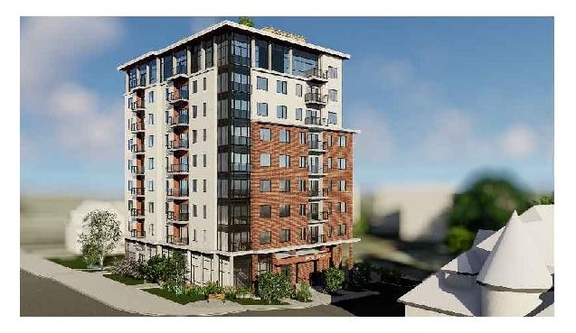 Rendering of building from page 1 of the file '2023-05-11 - Site Plan & Floor Plans - D07-12-21-0189'