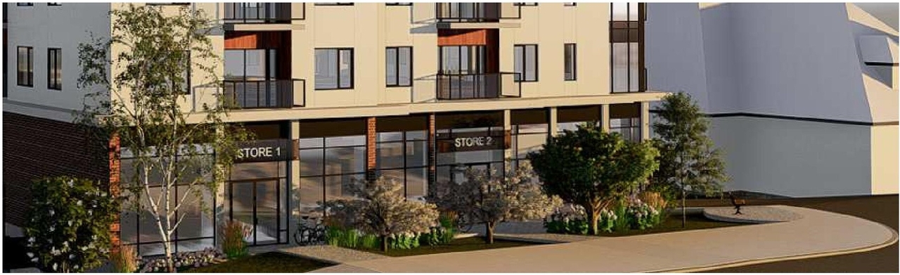 Rendering of building from page 15 of the file '2023-05-11 - Design Brief - D07-12-21-0189'