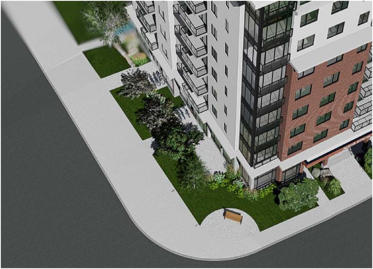 Rendering of building from page 17 of the file '2023-05-11 - Design Brief - D07-12-21-0189'