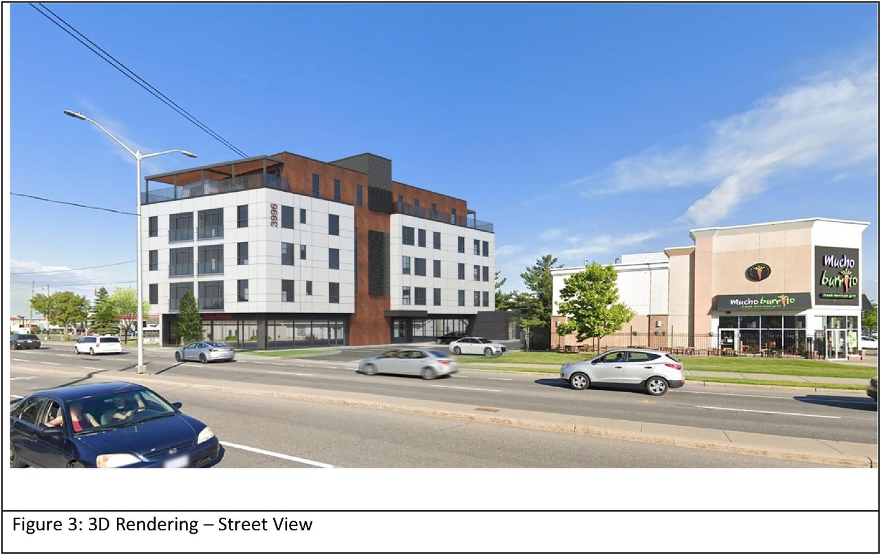 Rendering of building from page 5 of the file '2023-01-10 - Urban Design Review Panel Comments (UDRP) - D07-12-21-0209'