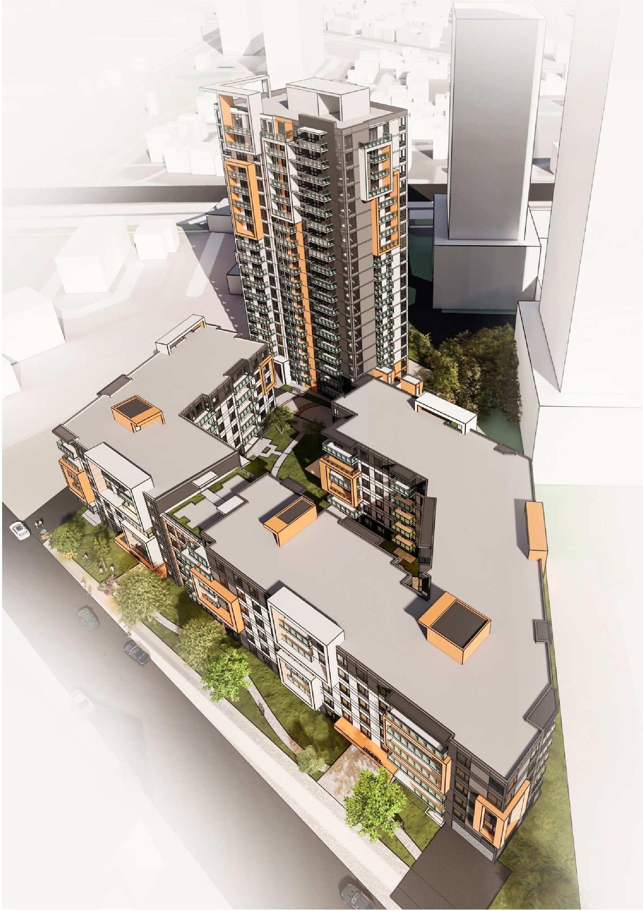Rendering of building from page 3 of the file '2023-09-28 - Design Brief - D07-12-21-0214'