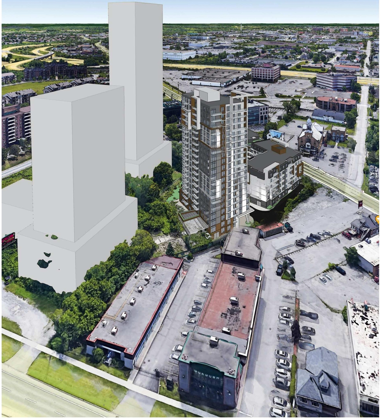 Rendering of building from page 13 of the file '2023-09-28 - Design Brief - D07-12-21-0214'