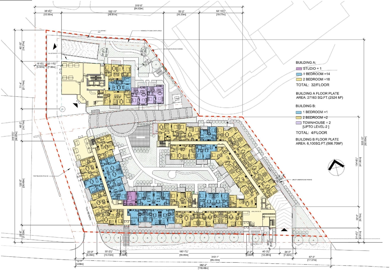 Construction site plan for project from page 20 of the file '2023-09-28 - Design Brief - D07-12-21-0214'