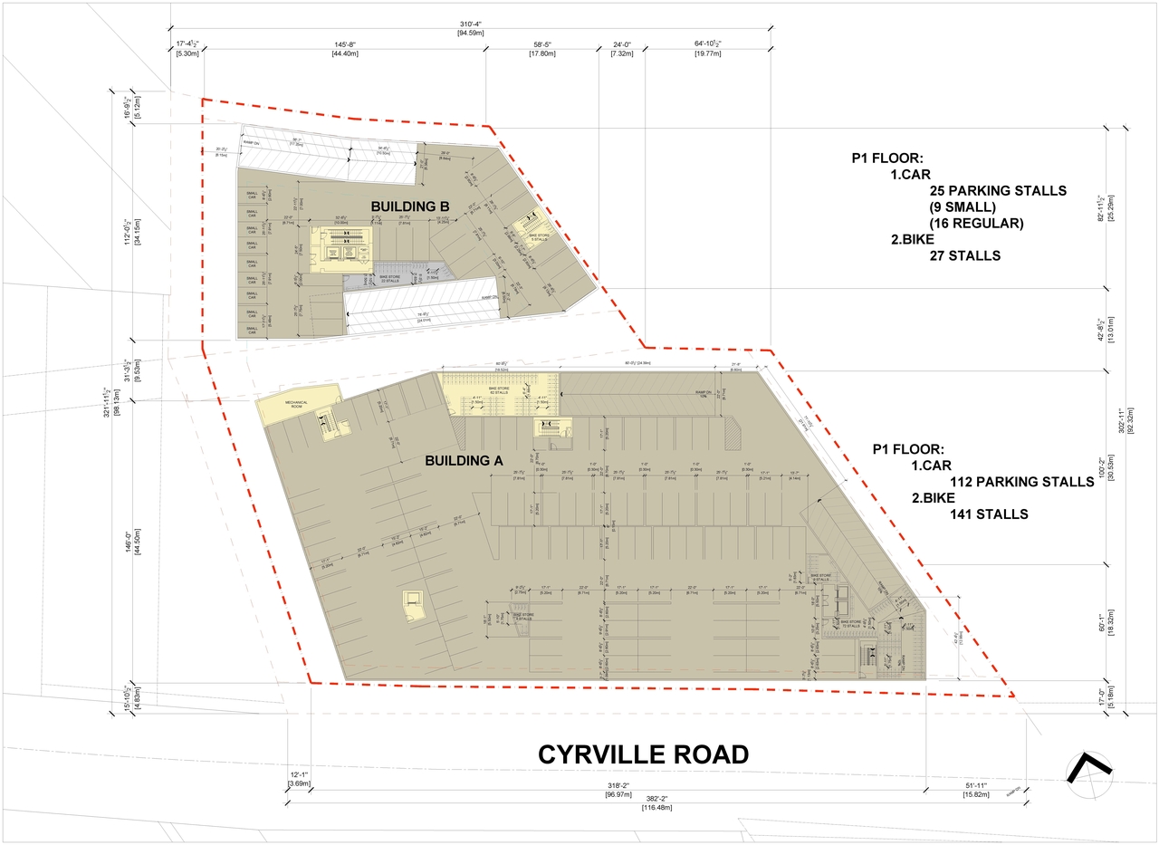 Construction site plan for project from page 1 of the file '2024-07-02 - Roof and Floor Plans - Phase 1 & 2 - D07-12-21-0214'