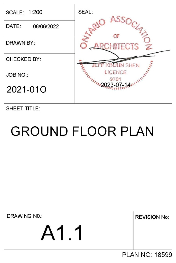 Floor plan for project from page 2 of the file '2023-09-28 - Floor, Elevation and View Plans - D07-12-21-0214'