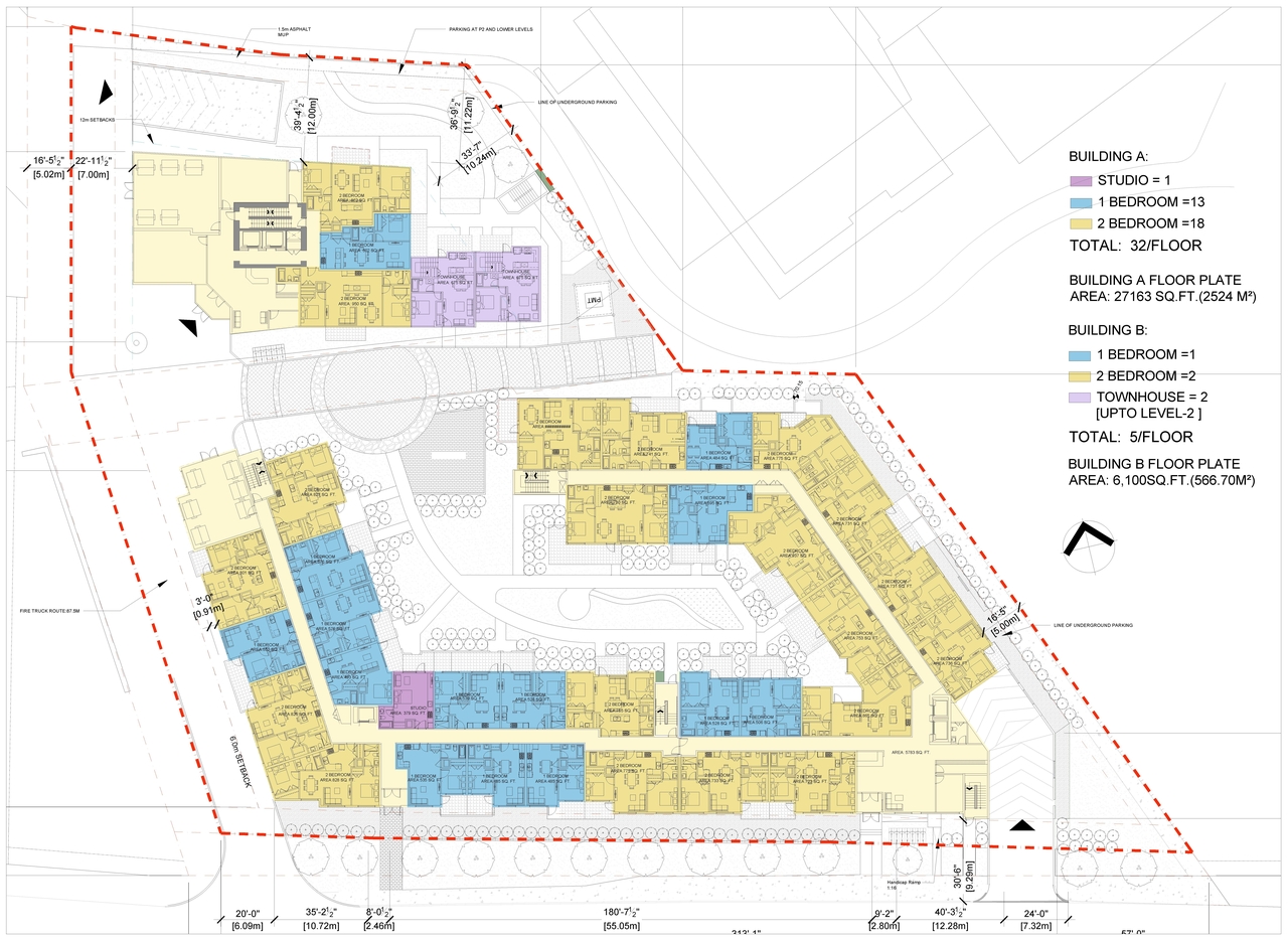 Construction site plan for project from page 2 of the file '2023-09-28 - Floor, Elevation and View Plans - D07-12-21-0214'
