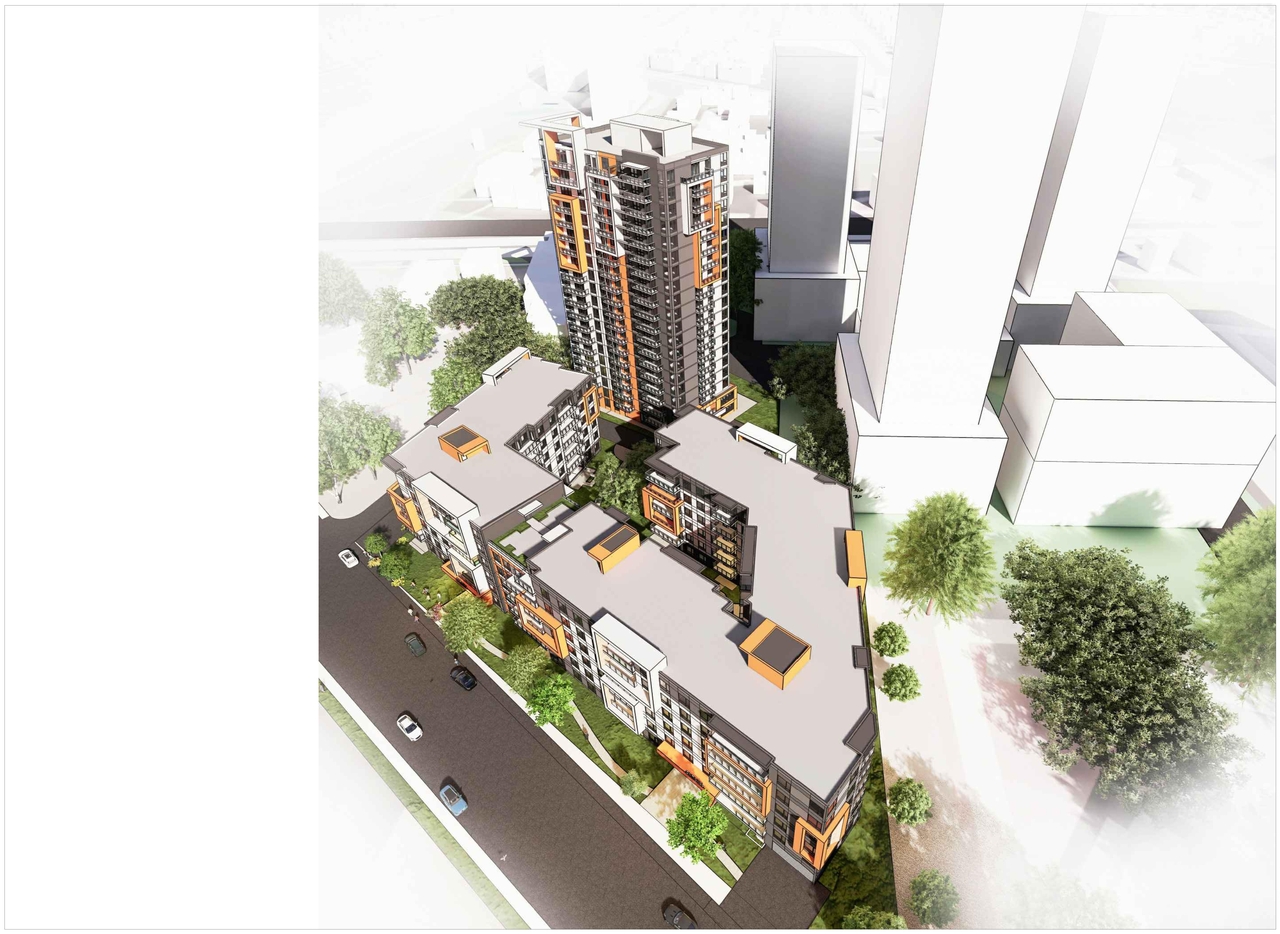 Rendering of building from page 1 of the file '2022-12-05 - Aerial View A52 - D07-12-21-0214'
