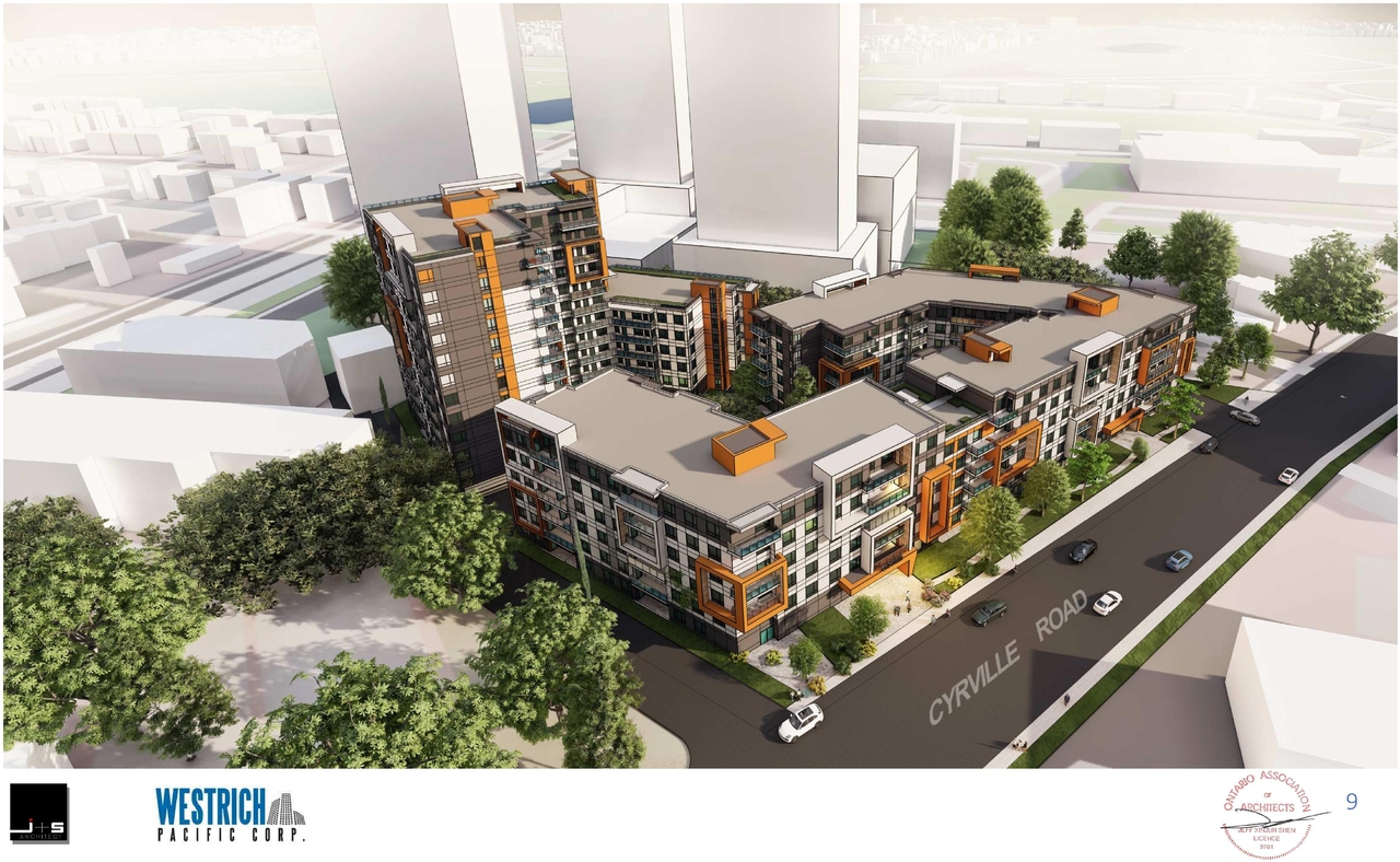 Rendering of building from page 10 of the file '2021-11-26 - Design Brief - D07-12-21-0214'