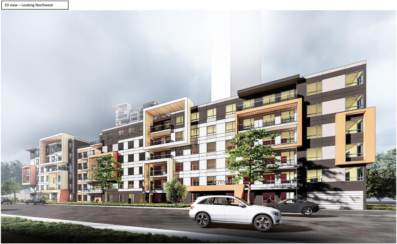 Rendering of building from page 14 of the file '2022-07-12 - Design Brief - D07-12-21-0214'