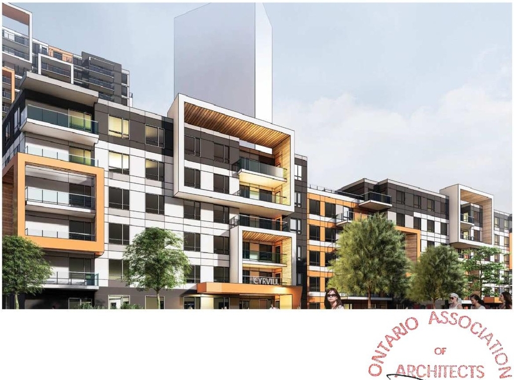 Rendering of building from page 8 of the file '2023-03-23 - Design Brief - D07-12-21-0214'