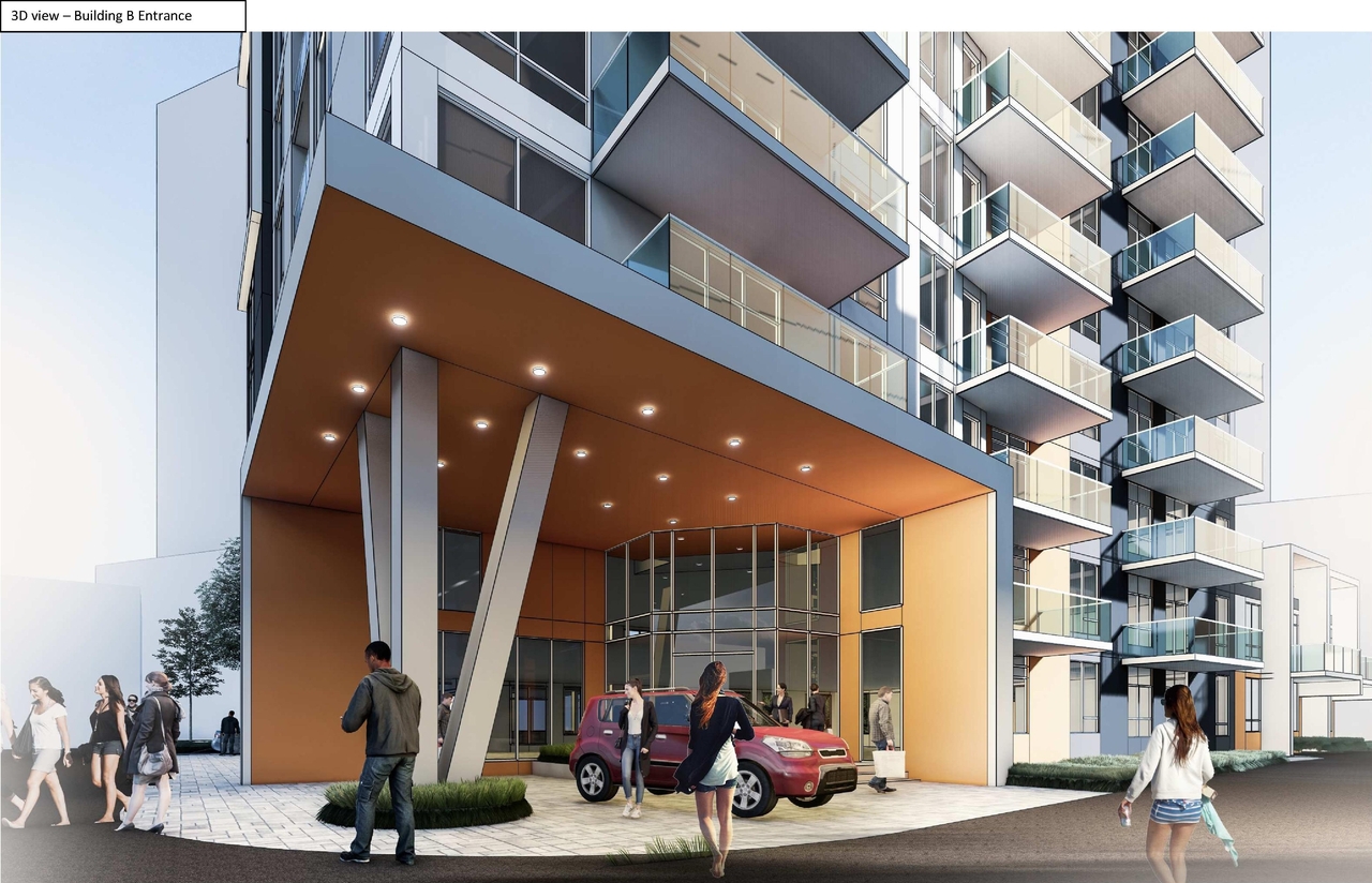 Rendering of building from page 16 of the file '2023-03-23 - Design Brief - D07-12-21-0214'