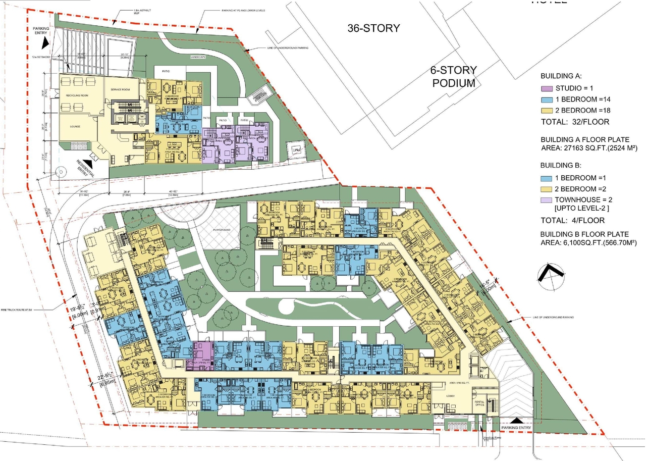 Construction site plan for project from page 20 of the file '2023-03-23 - Design Brief - D07-12-21-0214'
