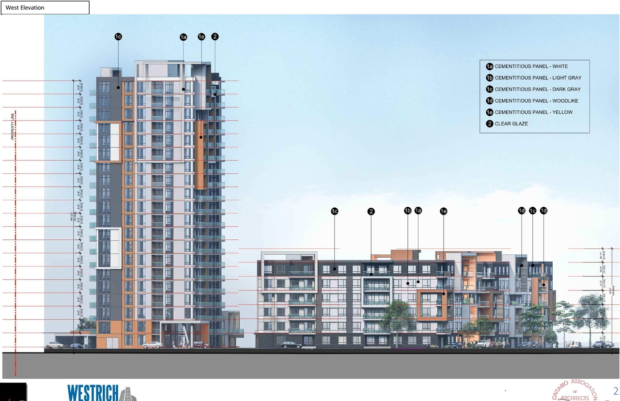 Rendering of building from page 26 of the file '2023-03-23 - Design Brief - D07-12-21-0214'