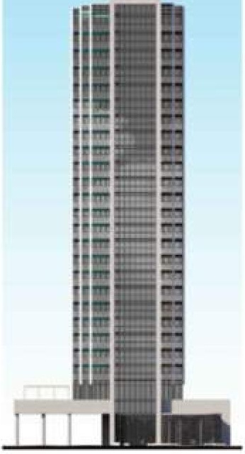 Rendering of building from page 22 of the file '2022-10-03 - Urban Design Brief - D07-12-21-0216'