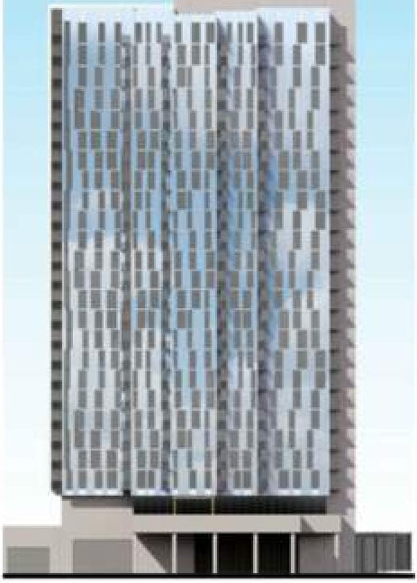 Rendering of building from page 22 of the file '2022-10-03 - Urban Design Brief - D07-12-21-0216'