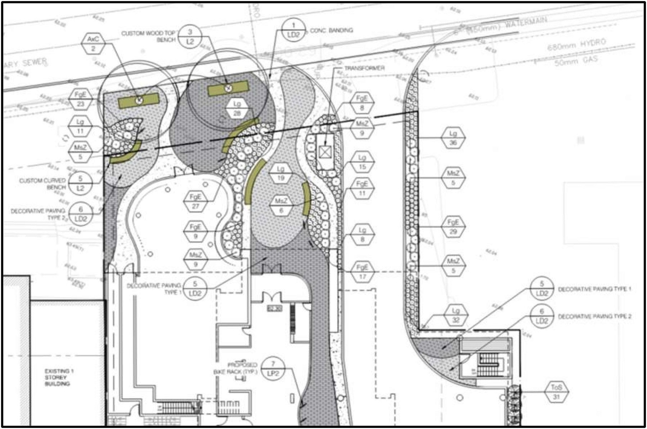 Construction site plan for project from page 23 of the file '2022-10-03 - Urban Design Brief - D07-12-21-0216'