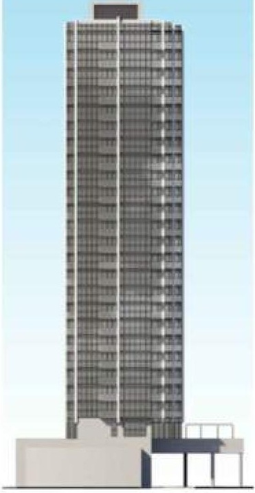 Rendering of building from page 23 of the file '2022-10-03 - Urban Design Brief - D07-12-21-0216'