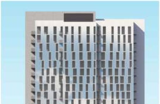 Rendering of building from page 23 of the file '2022-10-03 - Urban Design Brief - D07-12-21-0216'