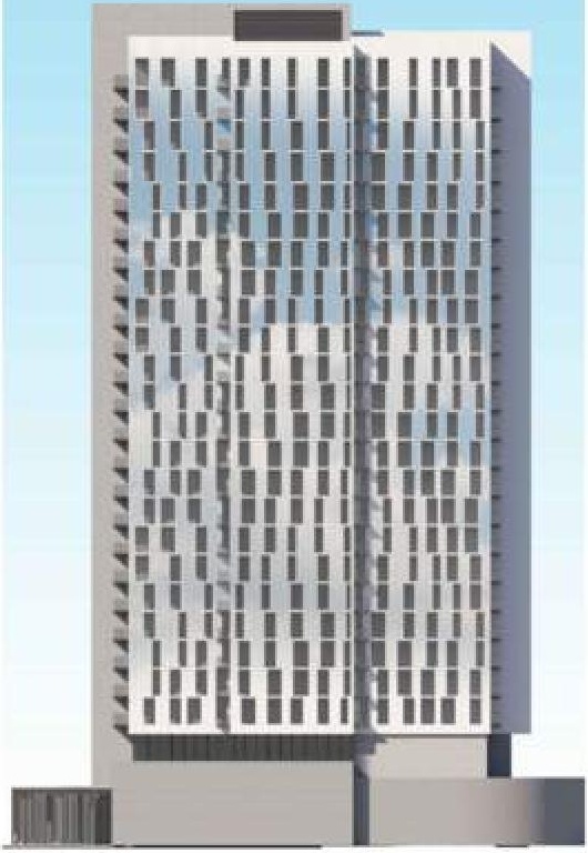 Rendering of building from page 23 of the file '2022-10-03 - Urban Design Brief - D07-12-21-0216'