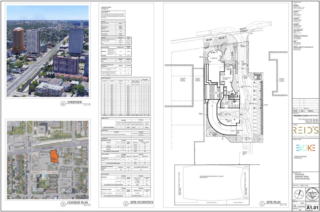 Construction site plan for project from page 29 of the file '2022-10-03 - Urban Design Brief - D07-12-21-0216'
