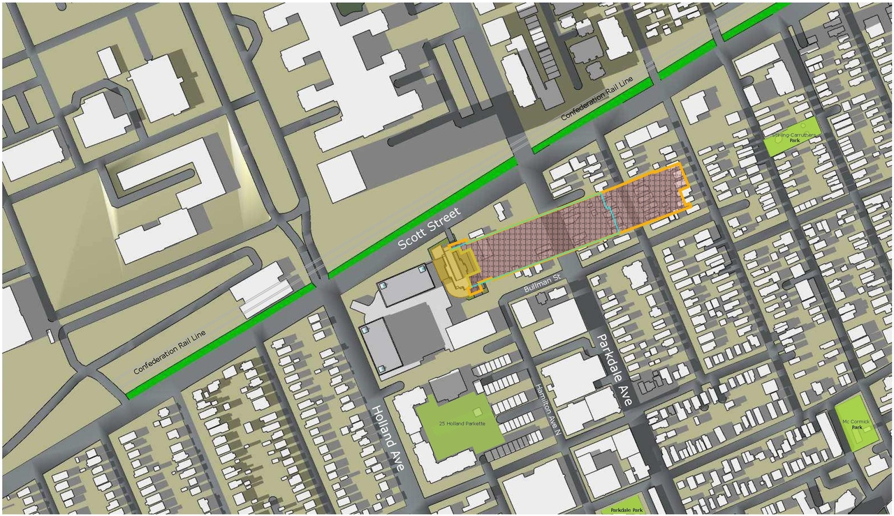 Construction site plan for project from page 59 of the file '2022-10-03 - Urban Design Brief - D07-12-21-0216'
