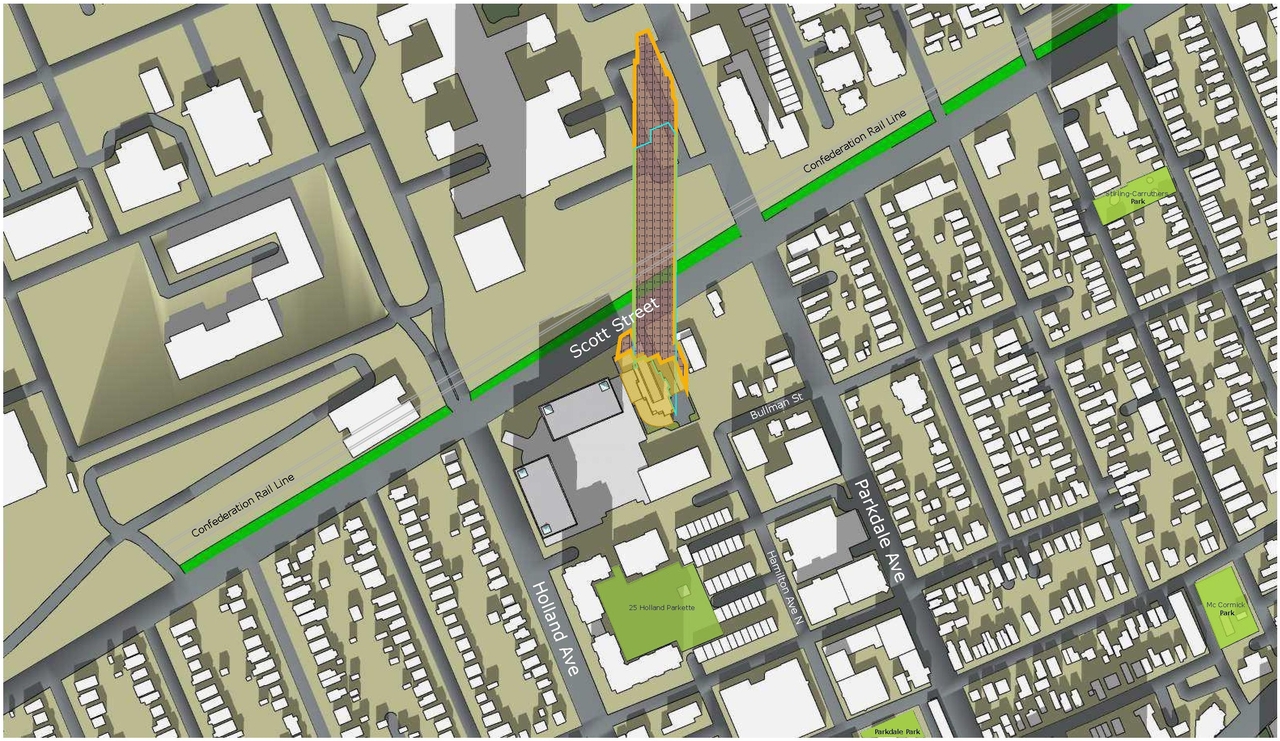 Construction site plan for project from page 64 of the file '2022-10-03 - Urban Design Brief - D07-12-21-0216'