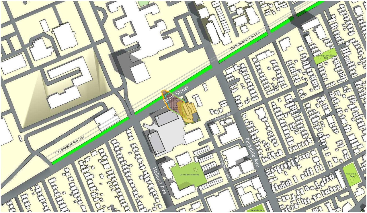 Construction site plan for project from page 71 of the file '2022-10-03 - Urban Design Brief - D07-12-21-0216'
