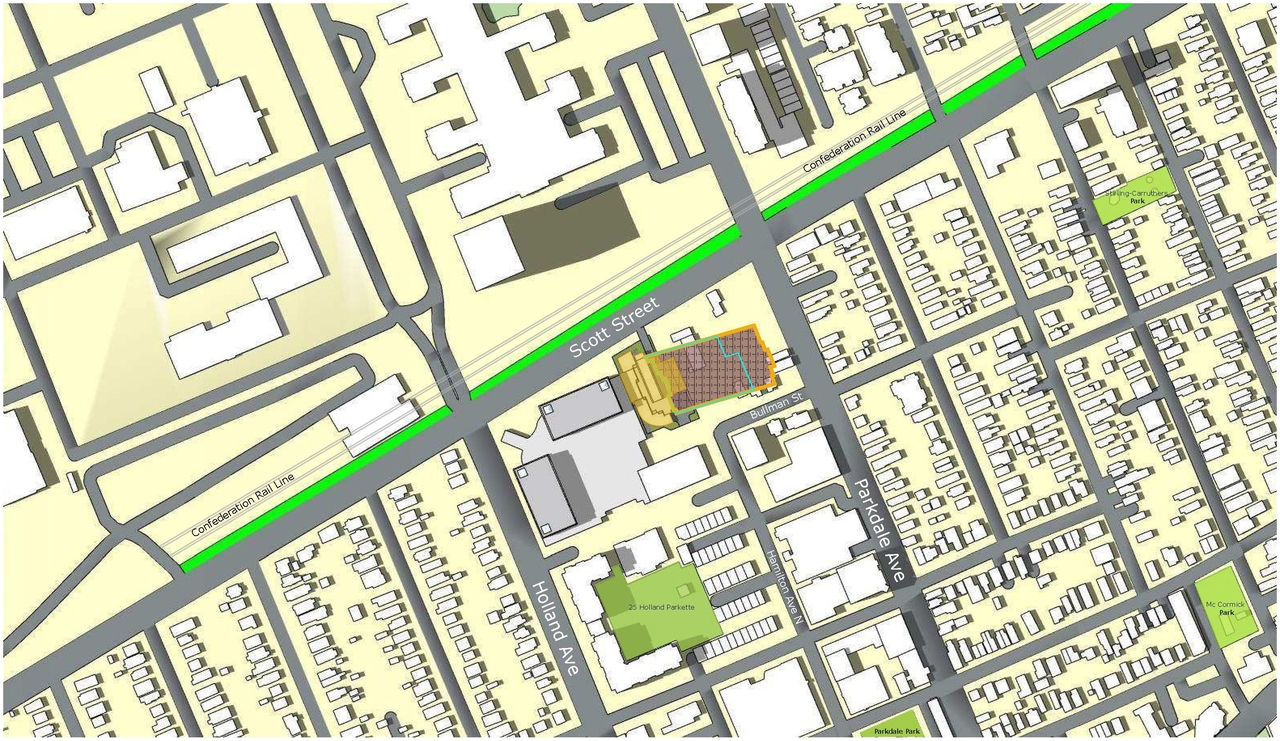 Construction site plan for project from page 76 of the file '2022-10-03 - Urban Design Brief - D07-12-21-0216'