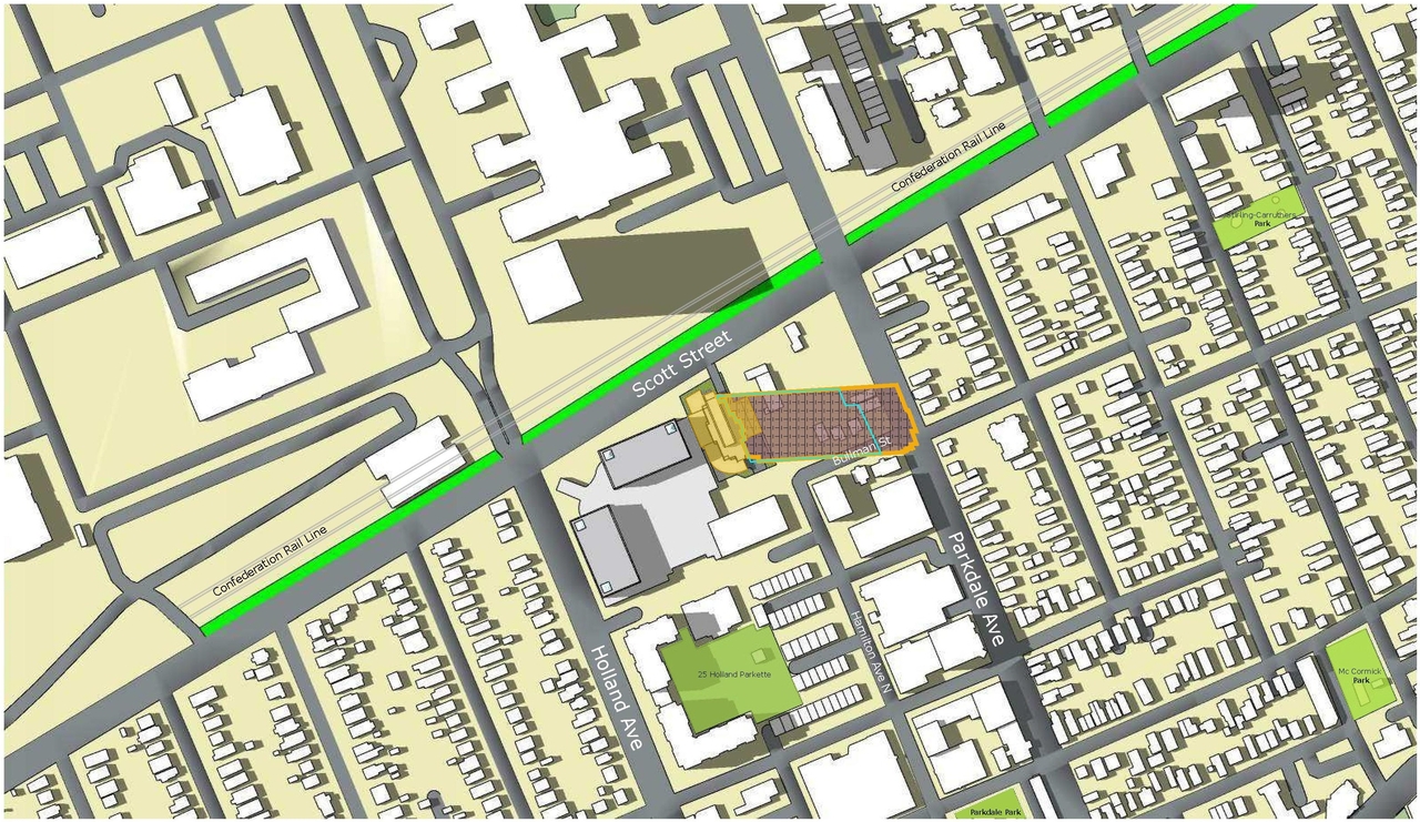Construction site plan for project from page 77 of the file '2022-10-03 - Urban Design Brief - D07-12-21-0216'