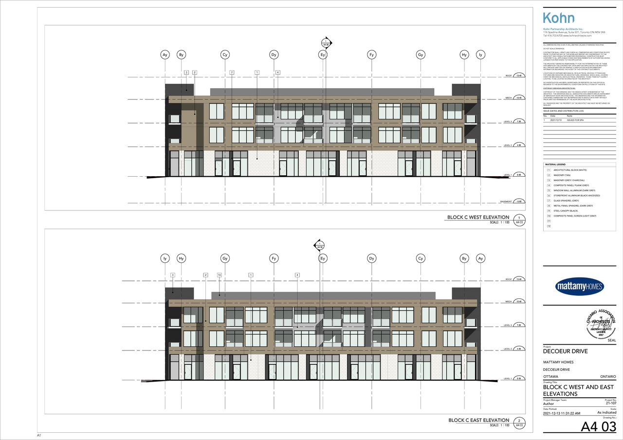 Rendering of building from page 20 of the file '2021-12-24 - Floor Plans and Elevations (Commercial Blocks A through D) - D07-12-21-0224'