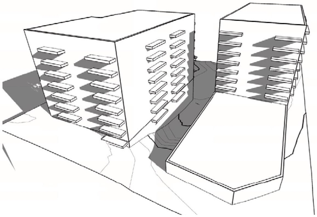 Rendering of building from page 12 of the file '2022-05-17 - Architectural Design Brief - D07-12-21-0229'