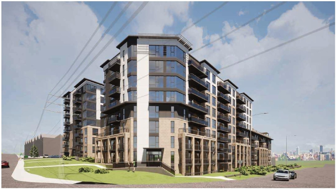 Rendering of building from page 19 of the file '2022-05-17 - Architectural Design Brief - D07-12-21-0229'