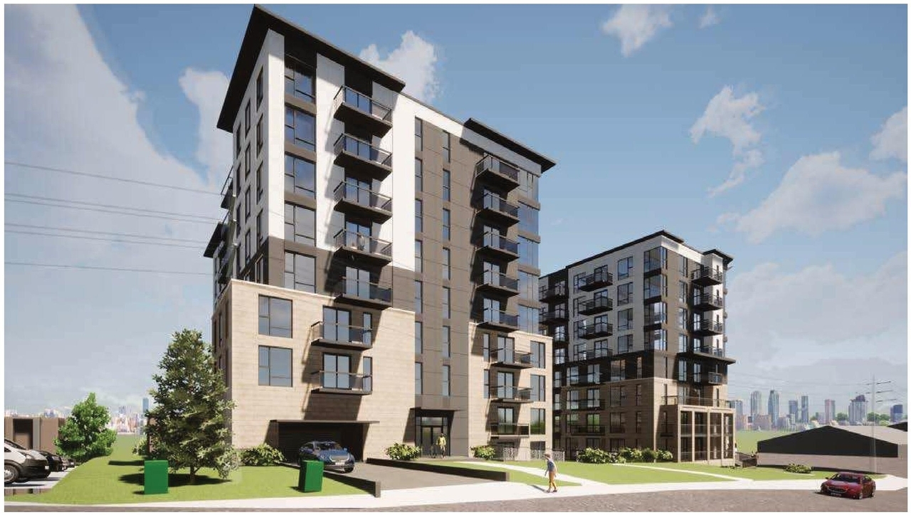 Rendering of building from page 19 of the file '2022-05-17 - Architectural Design Brief - D07-12-21-0229'