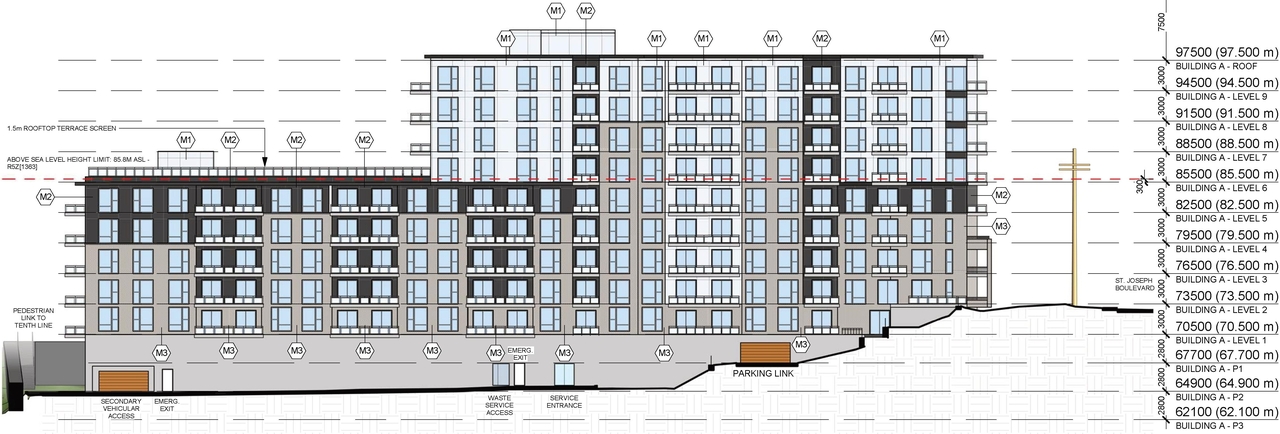 Rendering of building from page 40 of the file '2022-05-17 - Architectural Design Brief - D07-12-21-0229'