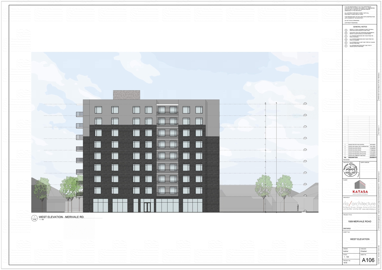 Rendering of building from page 2 of the file '2022-02-03 - Elevations & Perspective - D07-12-21-0233'