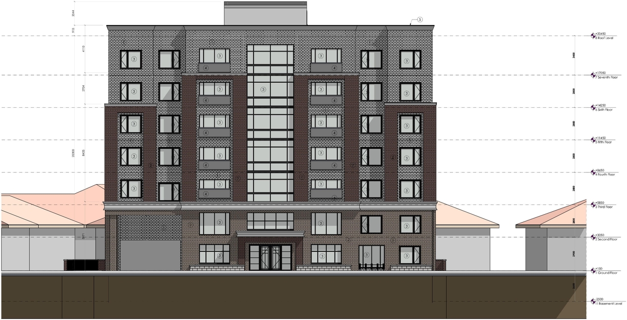 Rendering of building from page 19 of the file '2022-01-05 - Design Brief - D07-12-22-0001'