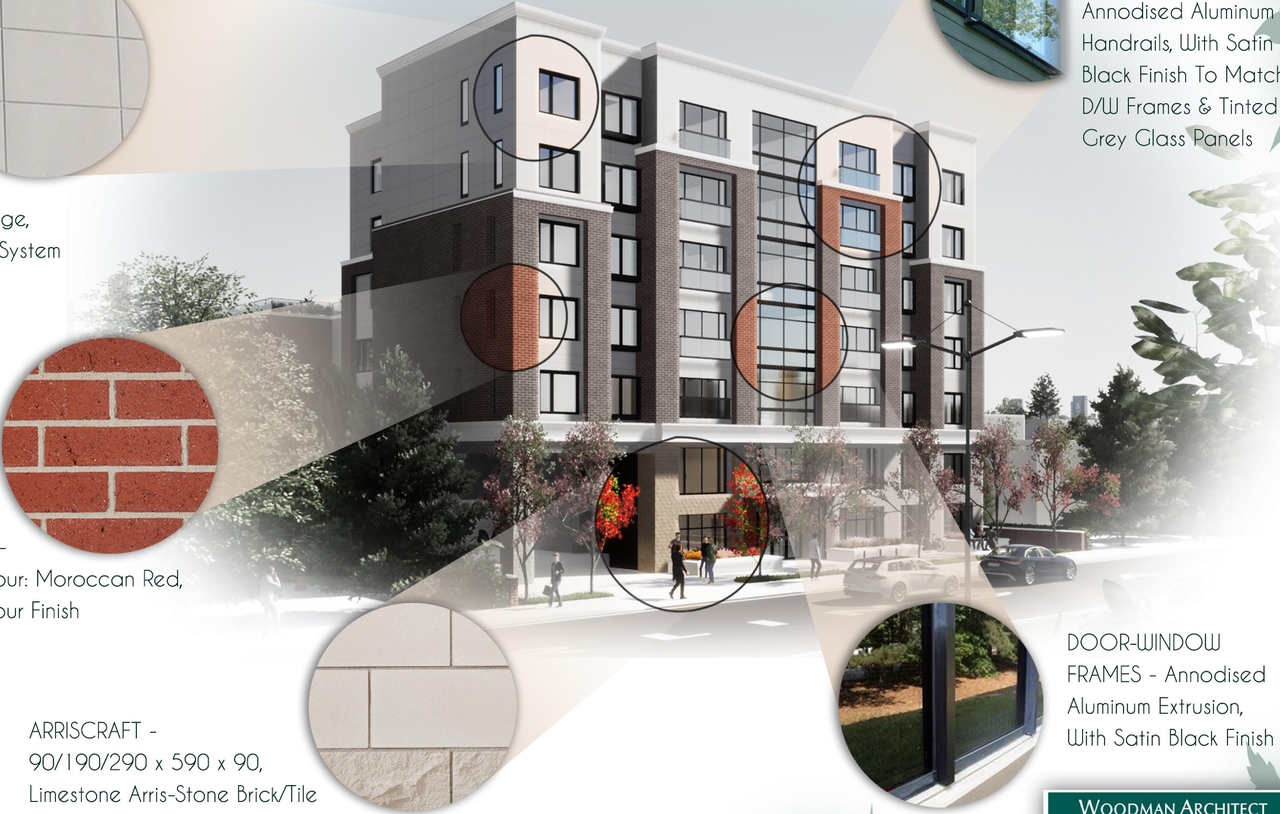 Rendering of building from page 34 of the file '2022-01-05 - Design Brief - D07-12-22-0001'